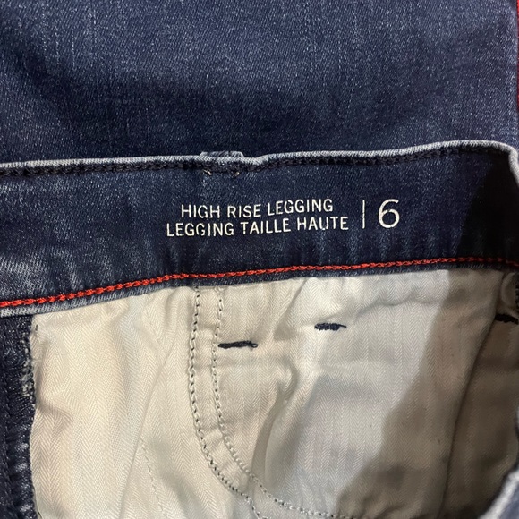 Tommy Hilfiger Denim Embroidered High Rise Jeggings Leggings Jeans Red Pinstripe - Picture 4 of 9